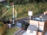 IMG 3266  The Engine Shed and approach signals.  The signals are tall signals that can be viewed by crews on approaching trains from the far side of the road bridge.  The signals also indicate routing for the engine driver to the final destination - the main platform, bay platform or goods siding.