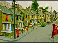 Picture4  The attractive terraced houses that line the road that climbs the hill to the level crossing that crosses the disused branch to Stark Raving.