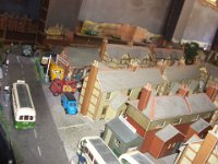 IMGP2709  Busy scene at the National Benzole garage, petrol delivery and Dunlop sales rep together. The garage is a Wills Barn kit hence the name “Barn Garage”