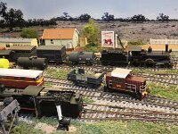 IMG 0808  The locomotive depot area. 12226 on a goods train, the X200 rail tractor, the rail paybus and a 30T 4-6-0 tender locomotive ready to take coal and water.